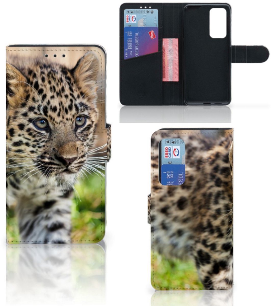 Huawei P40 Telefoonhoesje met Pasjes Baby Luipaard