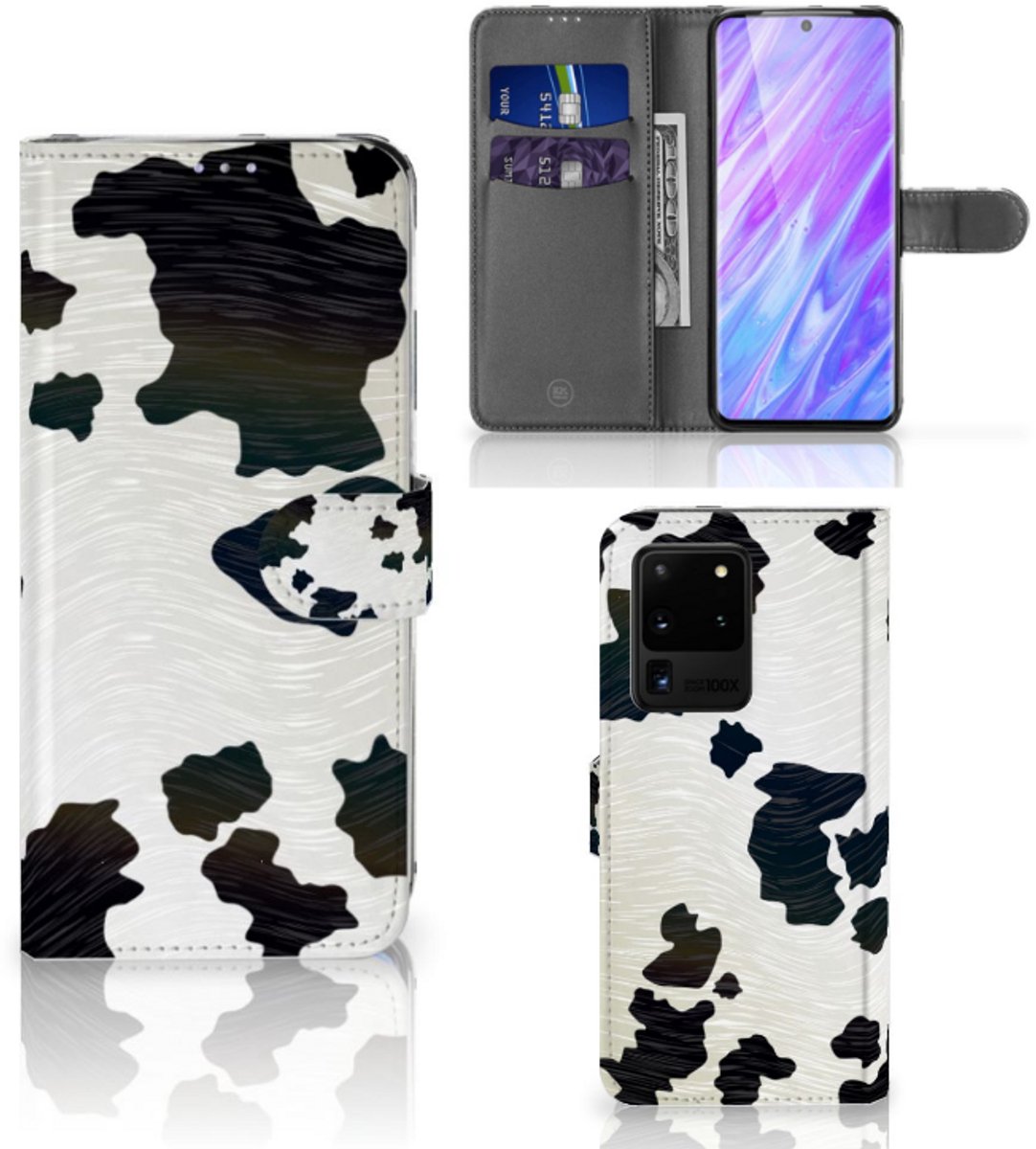 Samsung Galaxy S20 Ultra Telefoonhoesje met Pasjes Koeienvlekken