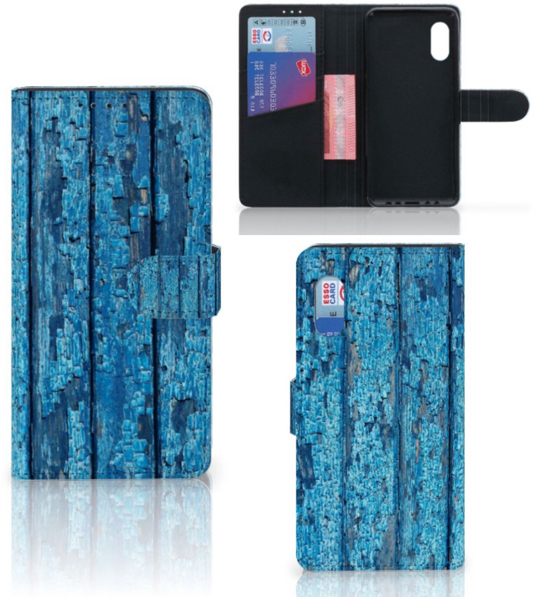 Samsung Xcover Pro Book Style Case Wood Blue
