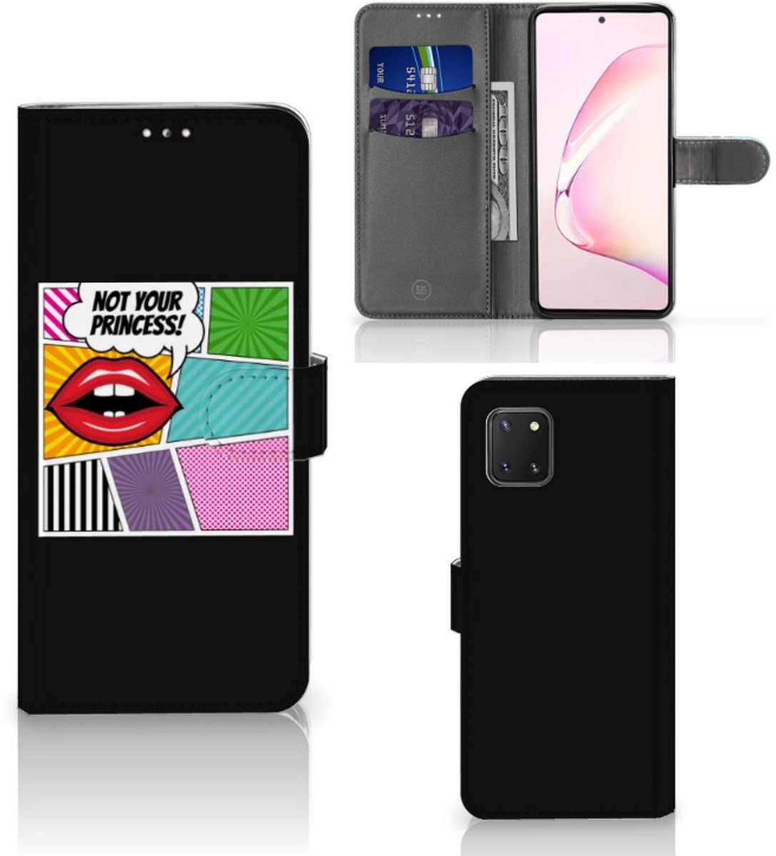 Samsung Note 10 Lite Wallet Case met Pasjes Popart Princess