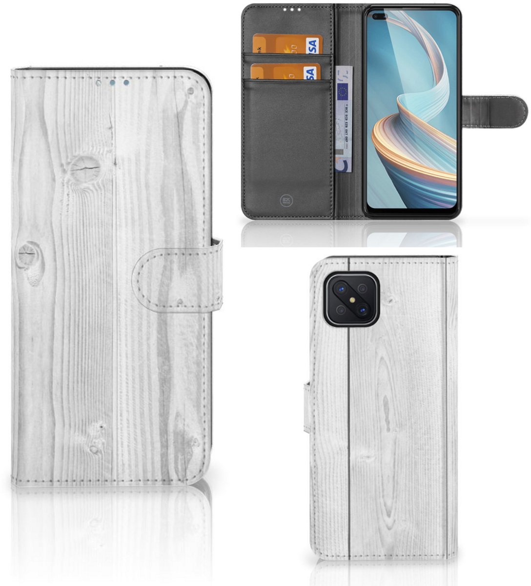 Book Case voor OPPO Reno4 Z Book Style Case White Wood