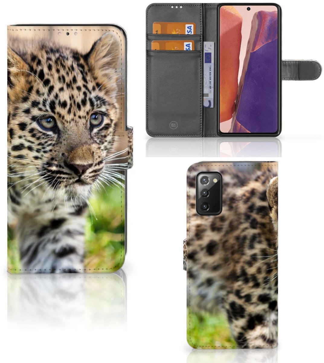 Samsung Galaxy Note 20 Telefoonhoesje met Pasjes Baby Luipaard
