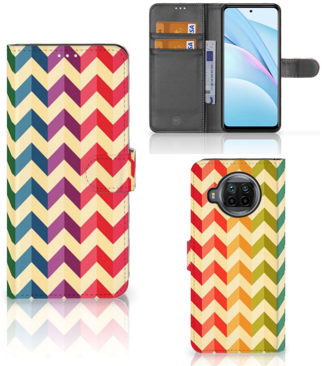 Book Case voor Xiaomi Mi 10T Lite Telefoon Hoesje Zigzag Multi Color