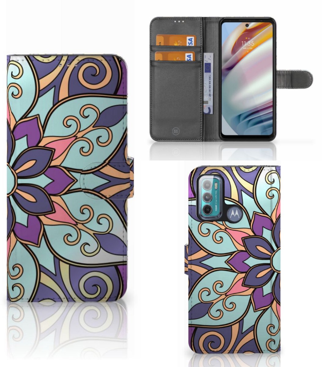 Motorola Moto G60 Hoesje Purple Flower