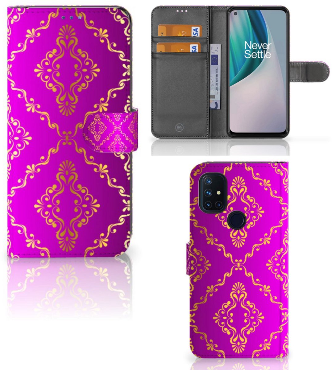 Boekhoesje voor Wallet Case OnePlus Nord N10 Barok Roze