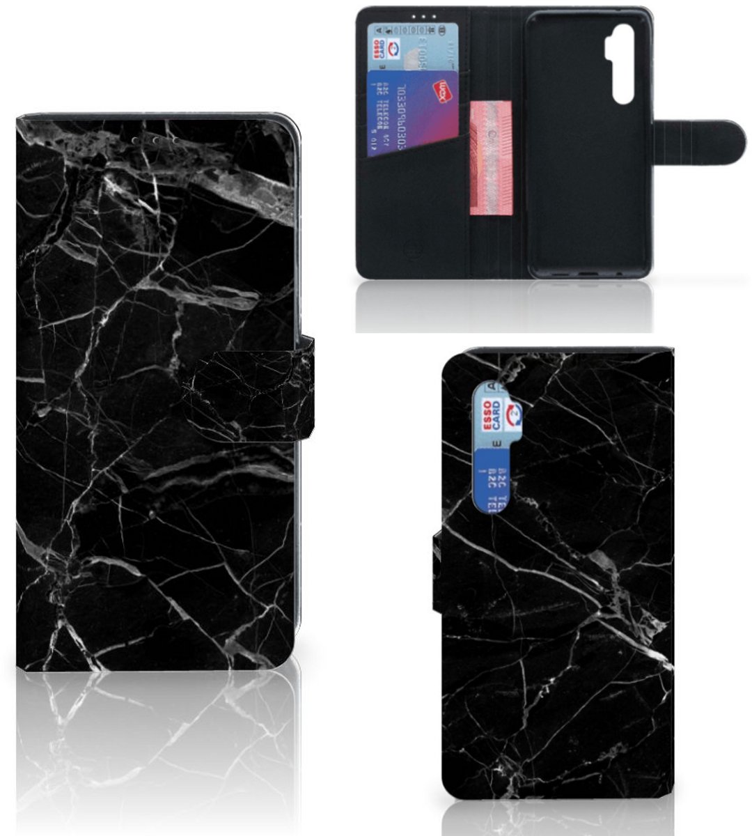 Book Case voor Xiaomi Mi Note 10 Lite Bookcase Marmer Zwart - Origineel Cadeau Vader