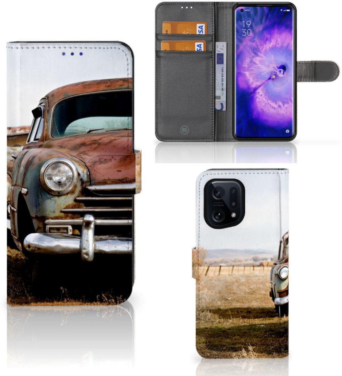 OPPO Find X5 Telefoonhoesje met foto Vintage Auto