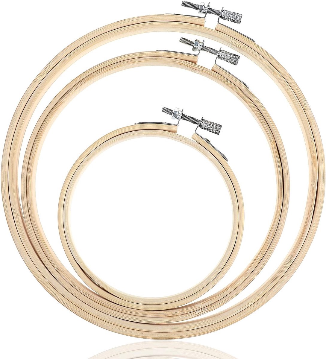 3-delige borduurhoepels, 4/6/7 inch ronde bamboe verstelbare ringen voor borduren, kruissteek en handwerk accessoires