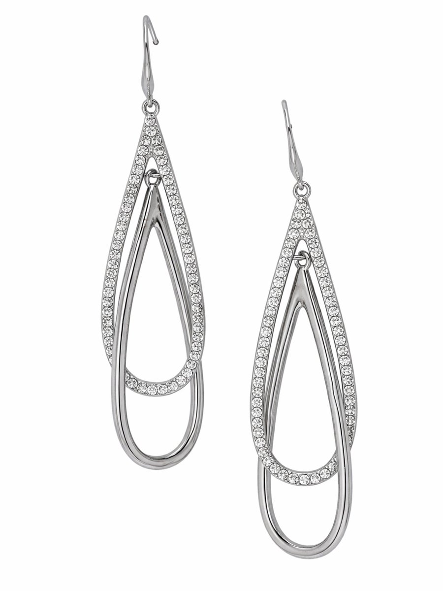 AVANT-GARDE PARIS Oorbellen - Dangle - Rhodium Plated - 7.5 cm - Pavé Accent