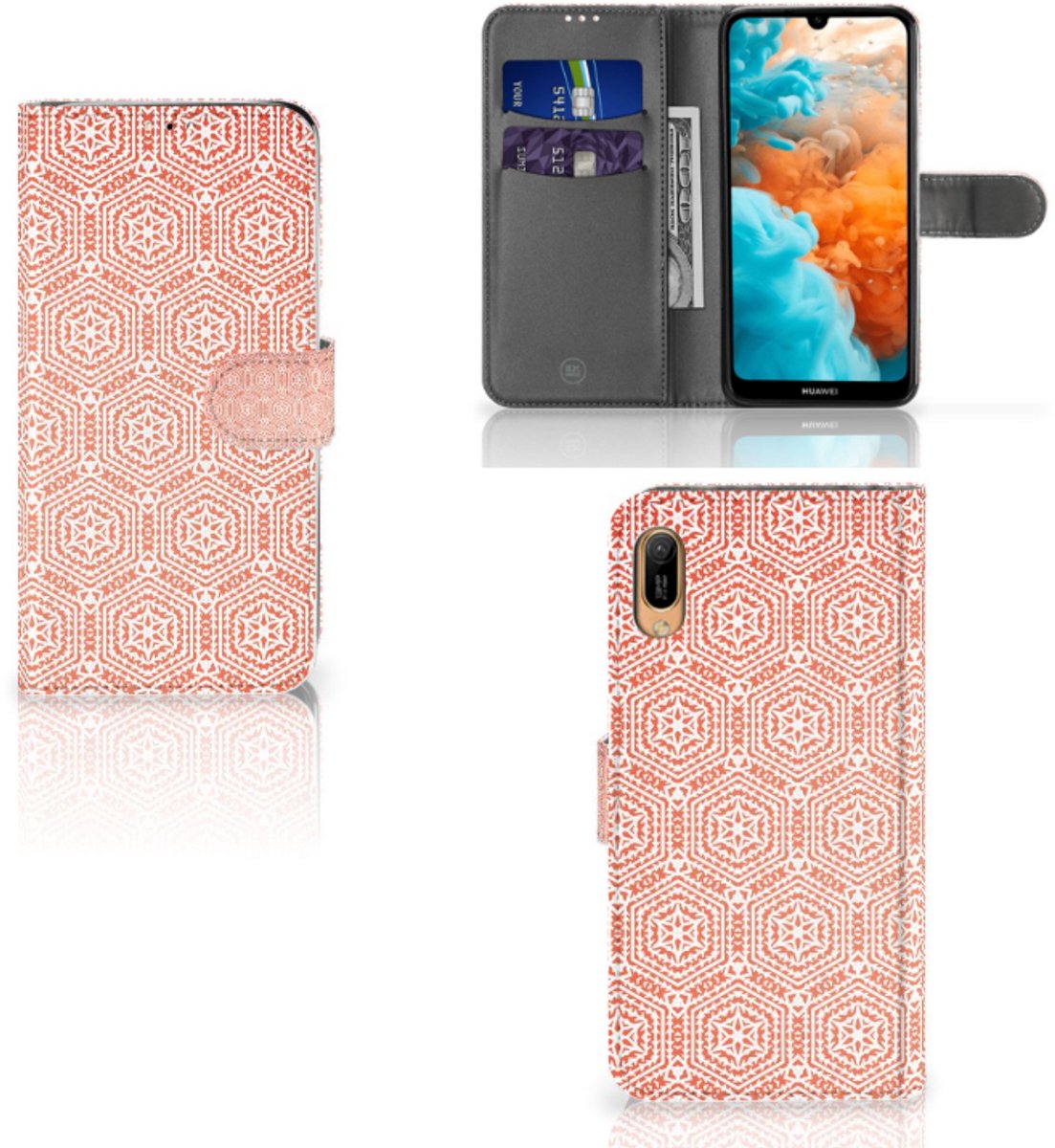 Huawei Y6 (2019) Telefoon Hoesje Pattern Orange