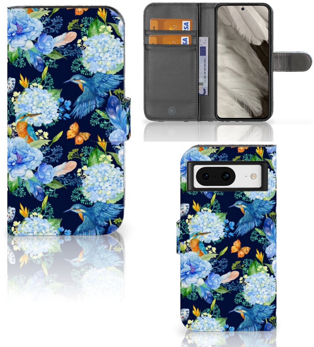 Telefoonhoesje met Pasjes voor Google Pixel 8 IJsvogel