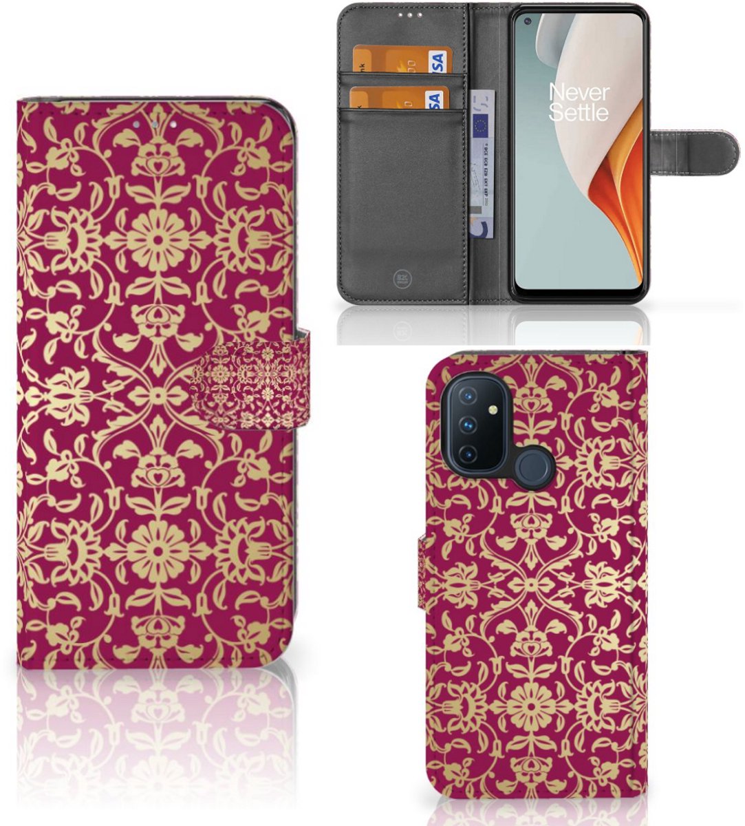 Book Case voor Wallet Case OnePlus Nord N100 Barok Pink
