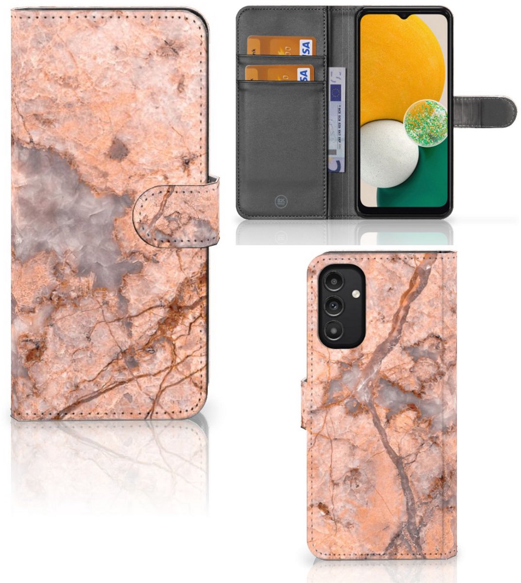 Samsung Galaxy A14 4G Bookcase Marmer Oranje