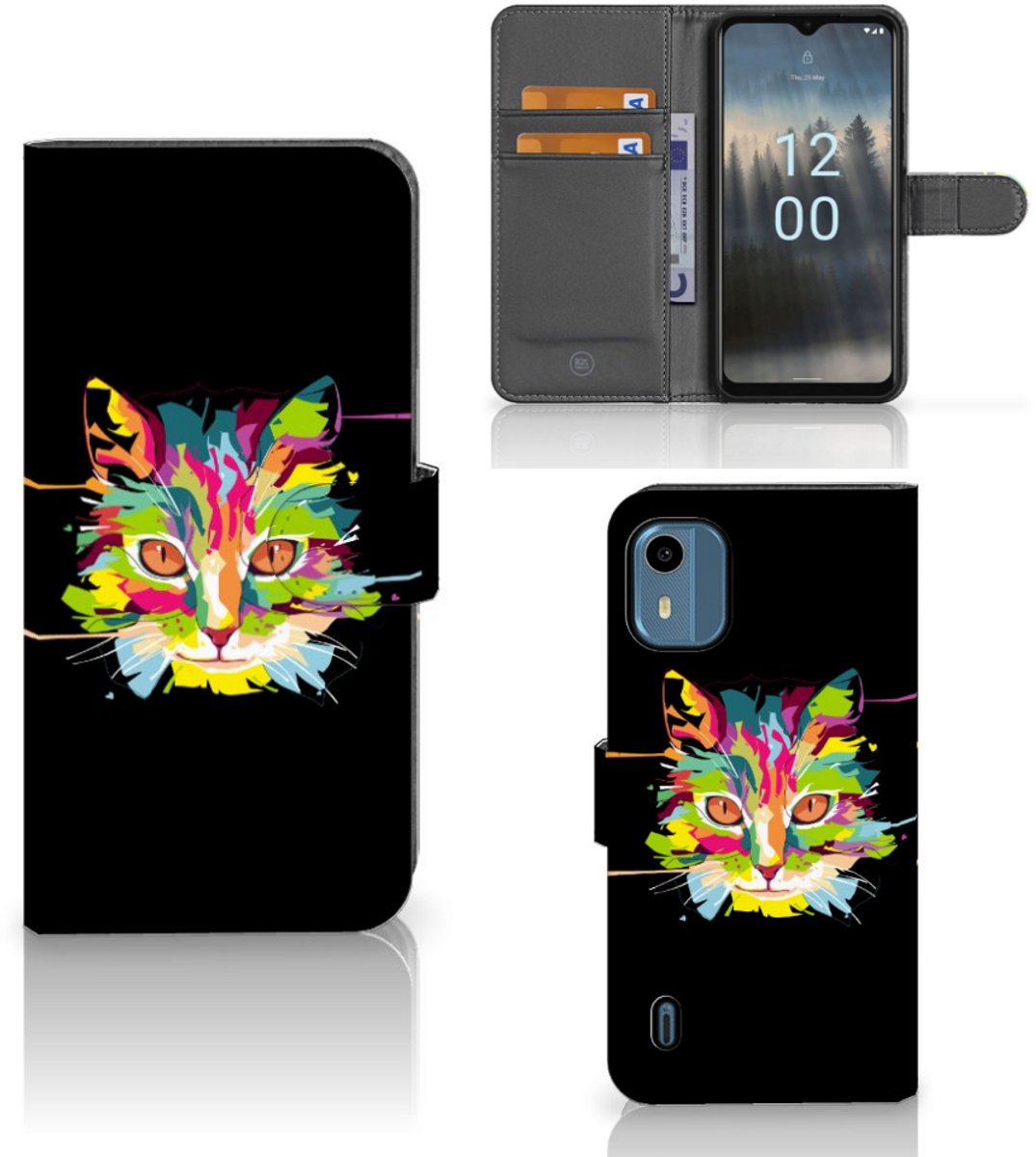 Nokia C12 Leuk Hoesje Cat Color