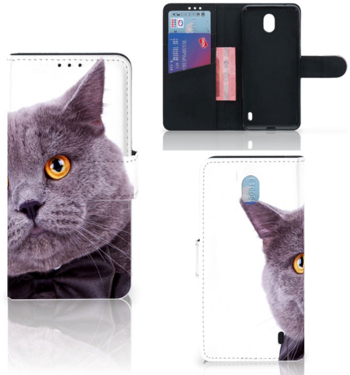 Nokia 1 Plus Telefoonhoesje met Pasjes Kat