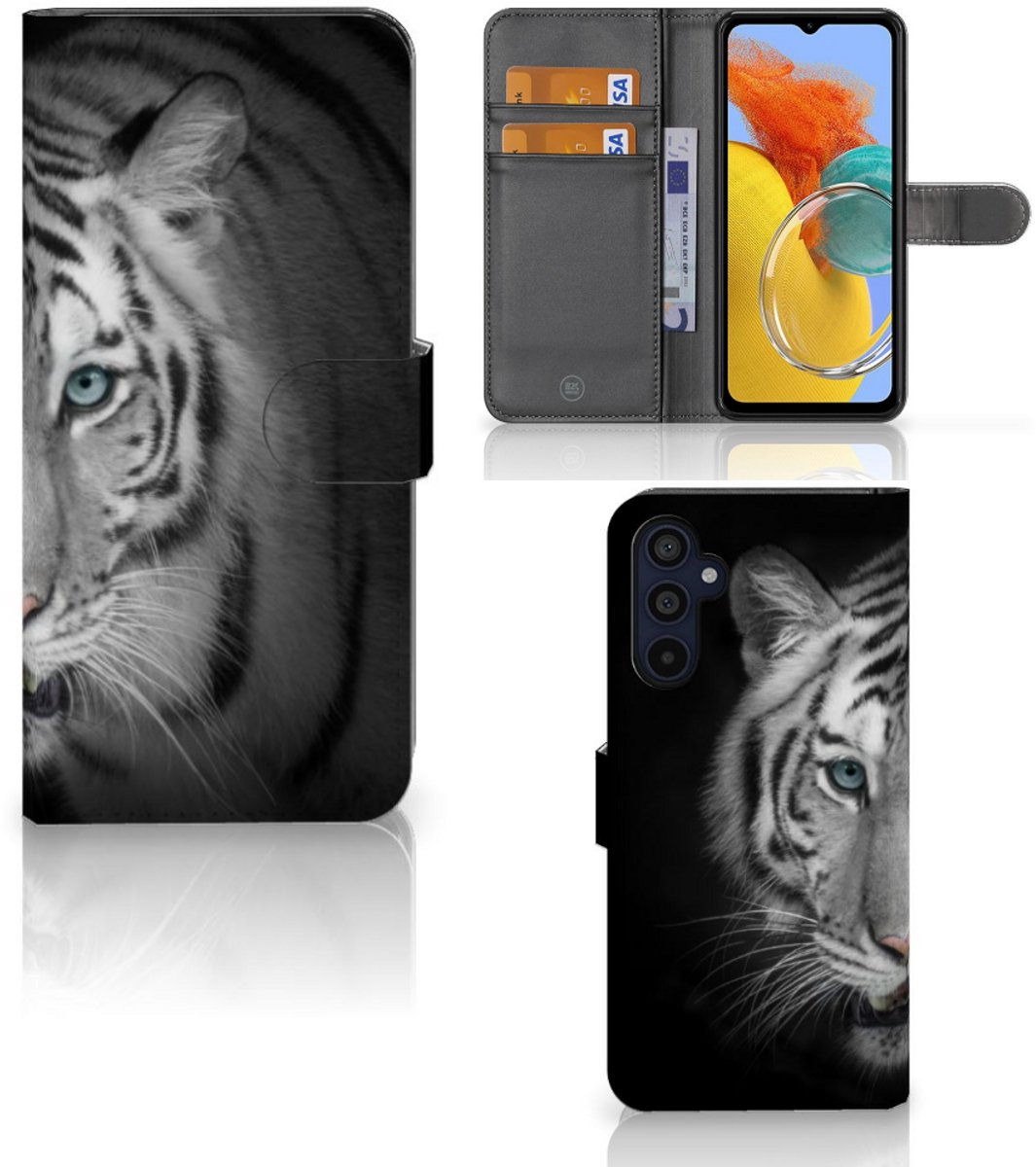 Samsung Galaxy M14 Telefoonhoesje met Pasjes Tijger
