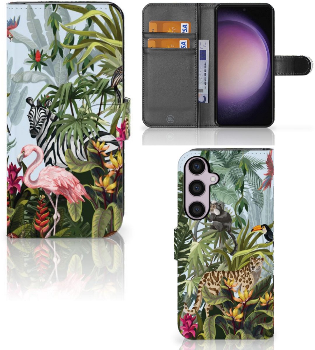 Boekhoesje voor Telefoonhoesje met Pasjes voor Samsung Galaxy S24 Plus Jungle
