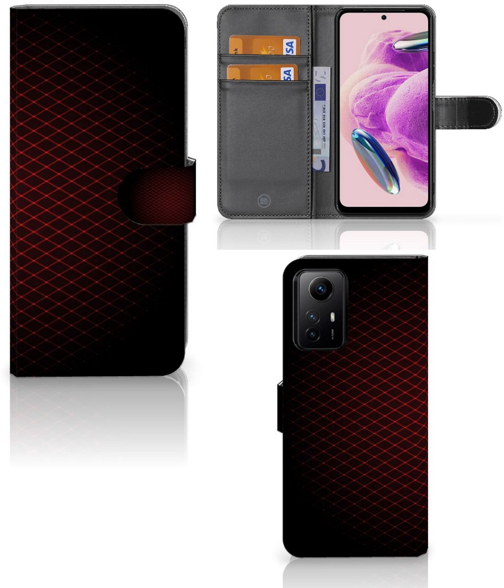 Xiaomi Redmi Note 12S Telefoon Hoesje Geruit Rood