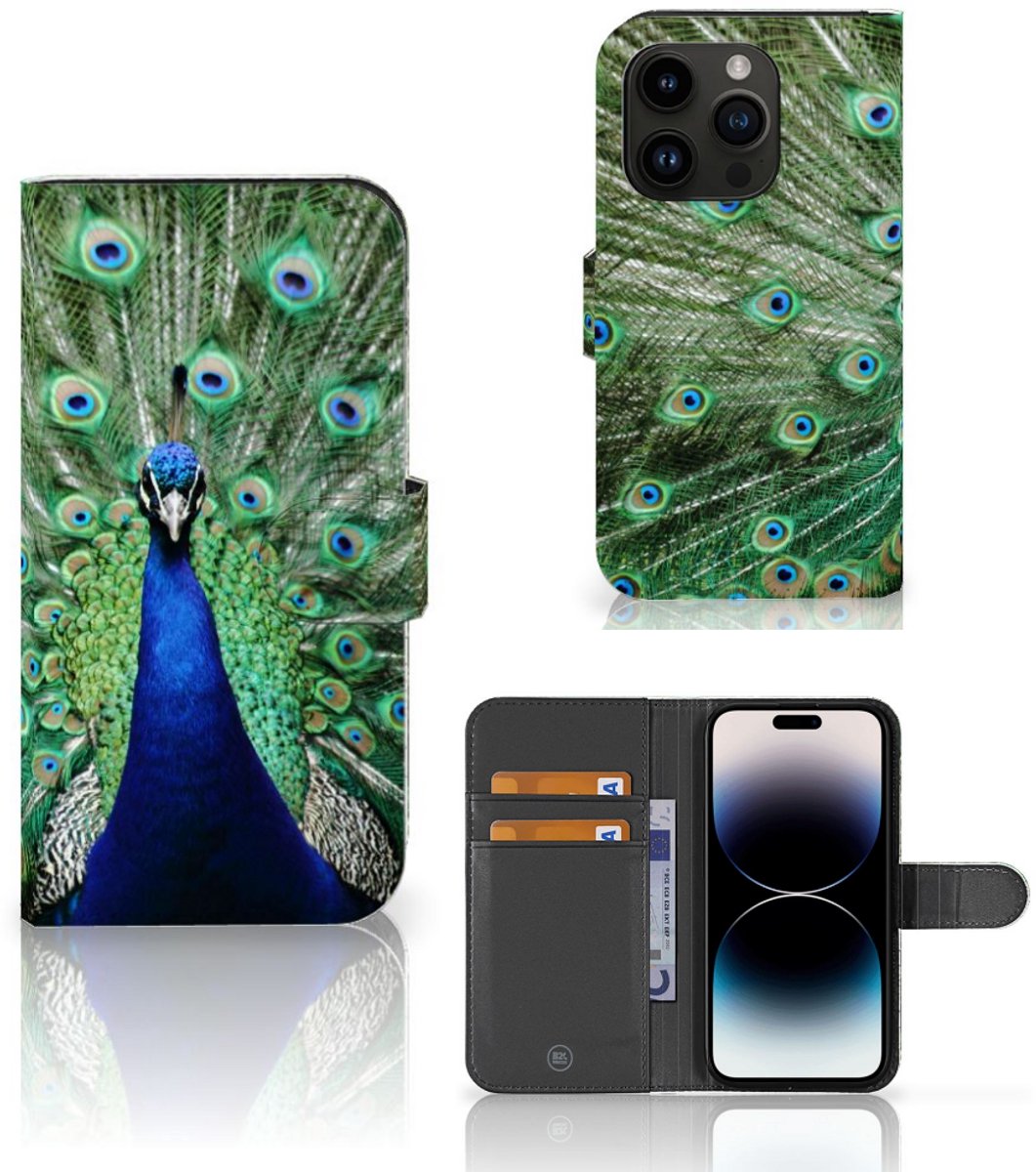 iPhone 15 Pro Telefoonhoesje met Pasjes Pauw