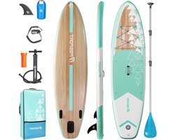 FBSPORT Opblaasbaar stand-up-paddleboard, 15 cm dik, SUP-boardset inclusief verstelbare peddel en handpomp, model 335 cm