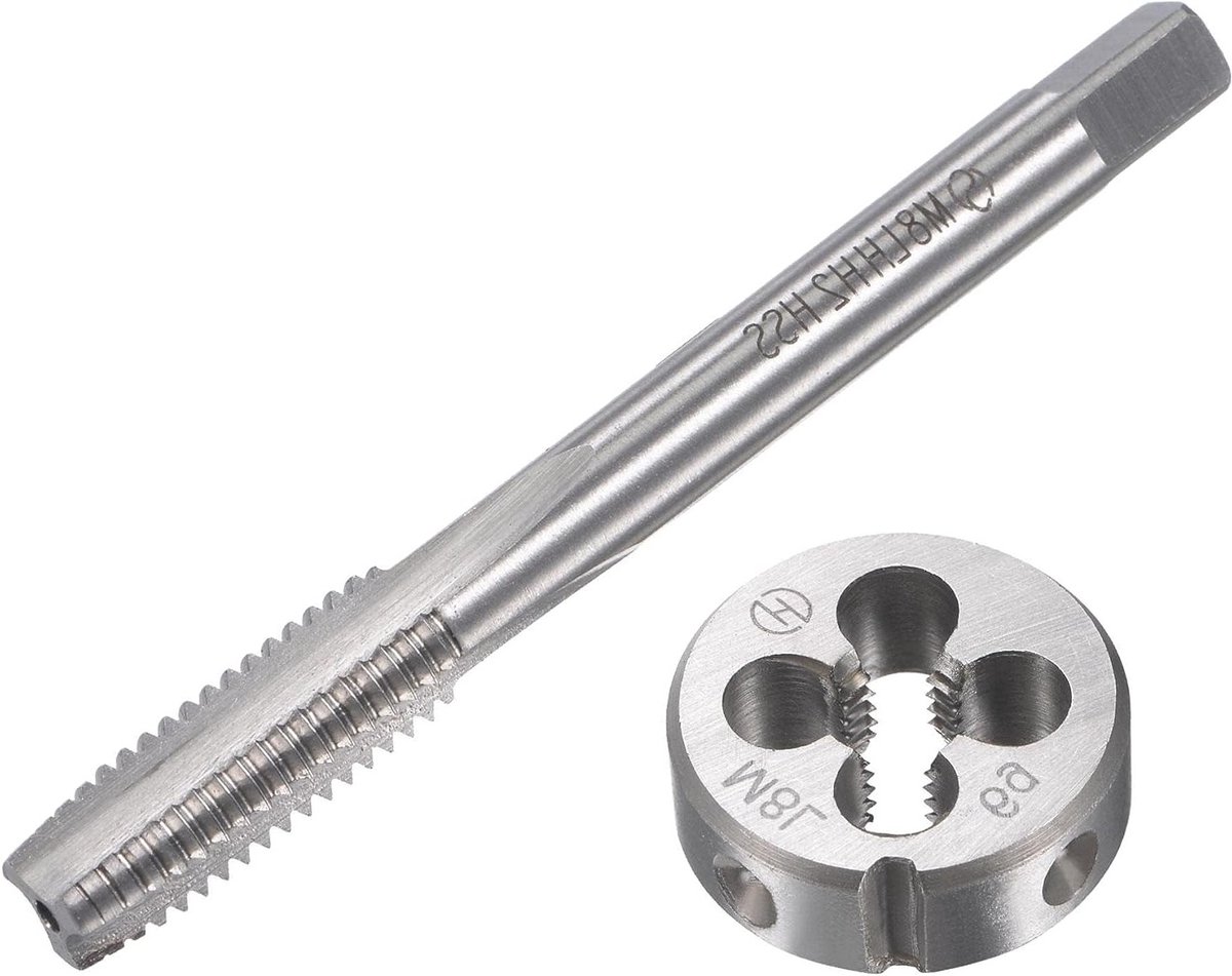 M8 x 1.25mm Linkshandig Tap en Draadset, Professionele Gereedschappen voor Schroefdraadbewerking, DIY en Reparatie van Draadverbindingen