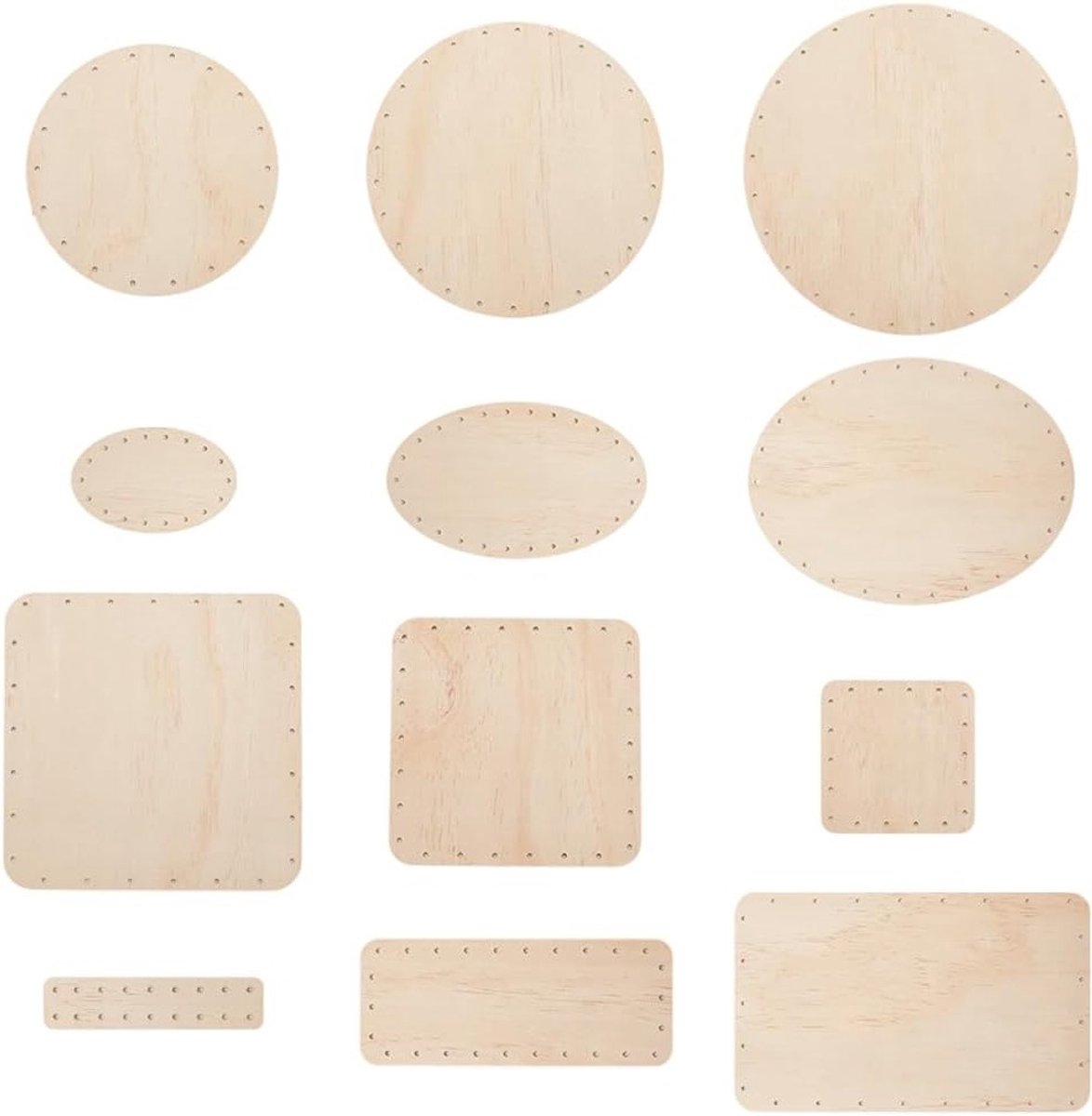 12 Stuks Rieten Mand Bodems in Diverse Stijlen, Rond/Ovaal/Rechthoekig/Vierkant, Houten Basis voor Wicker Manden en Vloermanden Maken