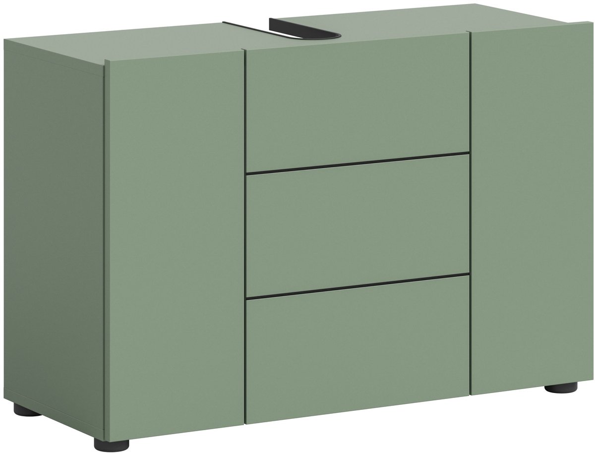 Badmeubel Vira Xonox - Smoke Green En Zwart - 82x56x34 Cm - Xonox - Badkamer Enkele Wastafelonderkast - Groen - Spaanplaat