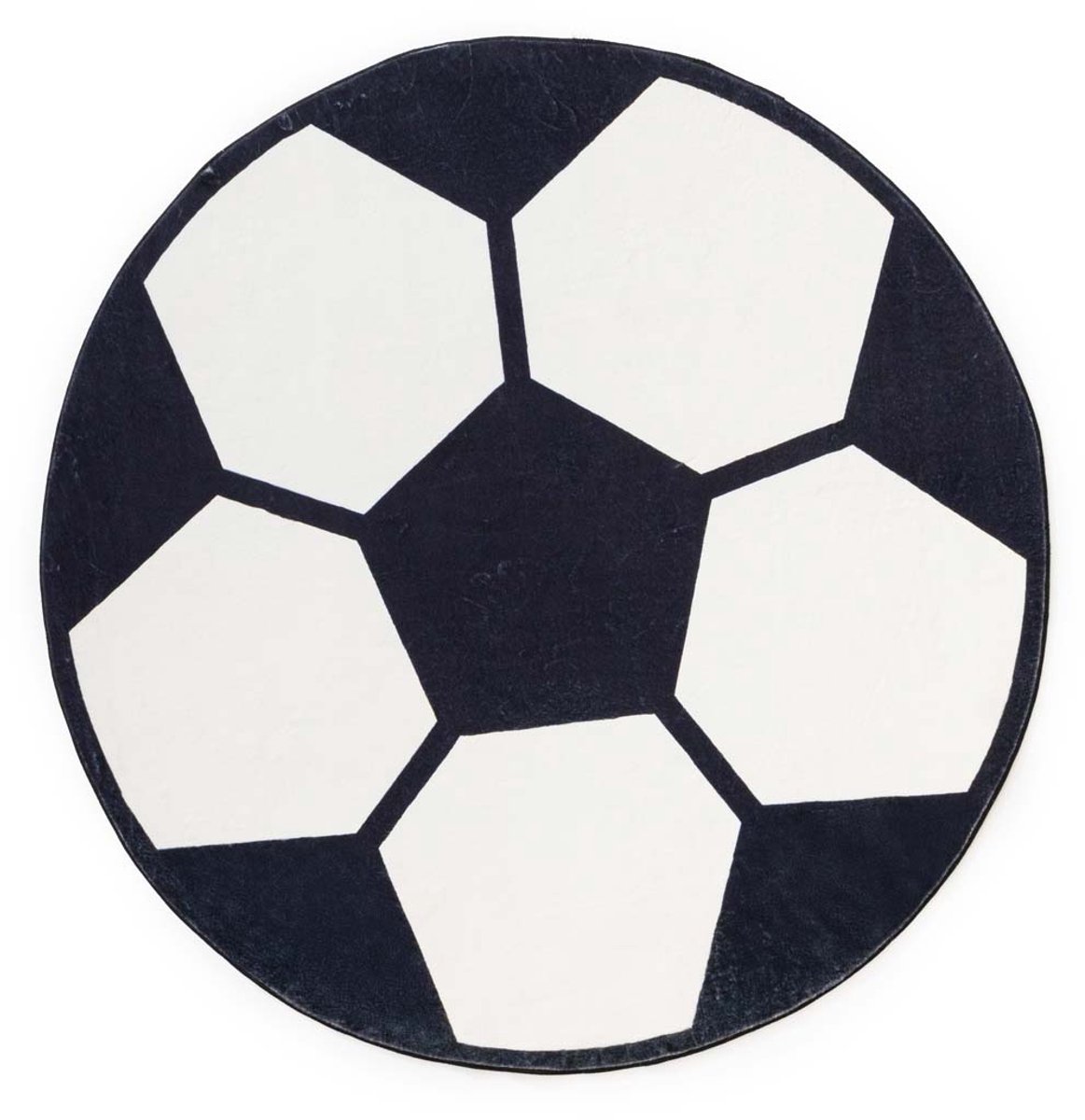 Voetbal vloerkleed rond - Fluffito Foot wit/zwart 120 cm
