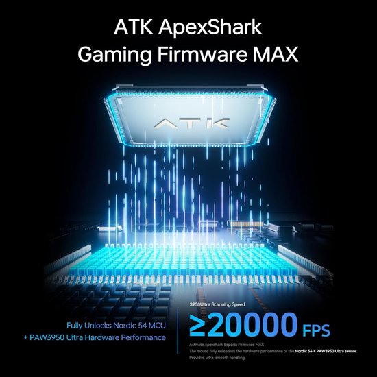 ATK Blazing Sky F1 V2 draadloze gamingmuis, 38 g, PAW3950 Ultra-sensor, Nordic 54L20 MCU, optische schakelaars, dubbele 8K, dual-mode 2.4G/bedraad, 200H batterij (extreem, koraalroze) — afbeelding 4