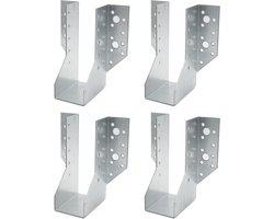 DOJA Barcelona Balkdragers | 4-pack | balkschoenen type A | 90 x 205 x 75 mm | zink | balkverbinder met vleugels | voor houten paalhouders, houten balken voor pergola's, houten balken voor pergola's