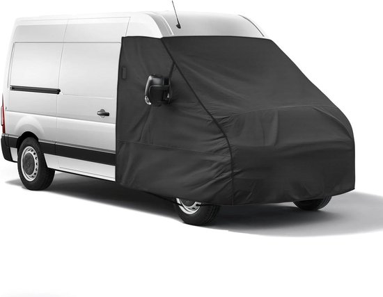 Voorruitafdekking Camper - Thermische Mat - Bescherming Voertuig - Waterdicht 420D Oxford - Voorruit Motorkap - Zwart