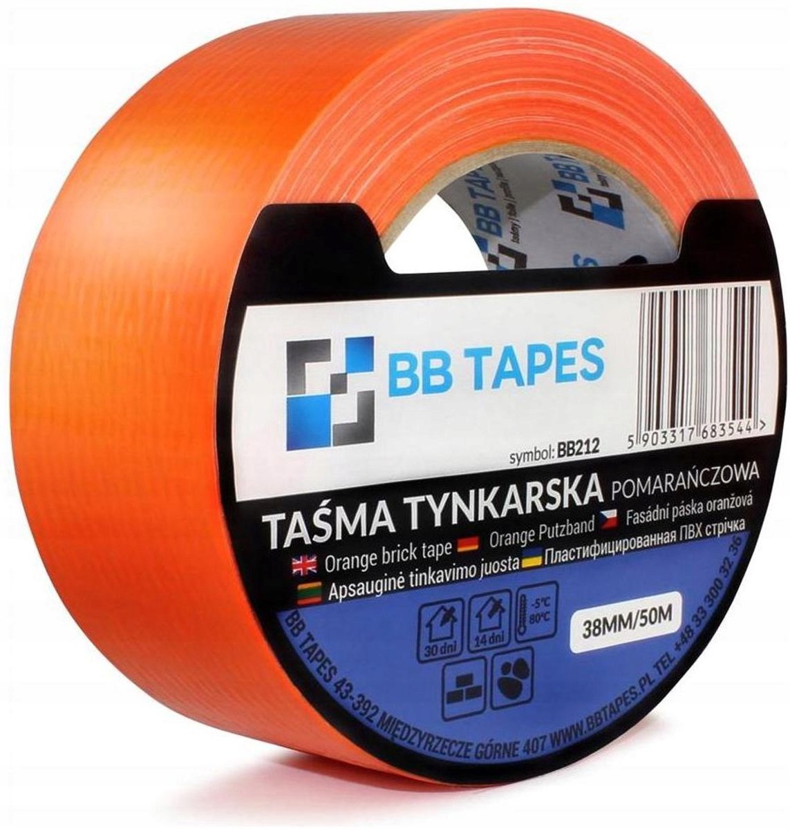 BB Tapes - Pleister Tape - 38MM/50M - Oranje - UV-bestendig