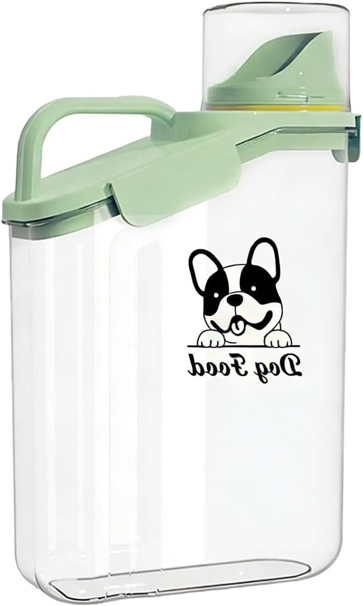 Hondvoeropslagbox 2.8 Liter - Luchtdichte, Waterdichte en BPA-vrije Opbergcontainer voor Droogvoer, Transparant en Groene Design