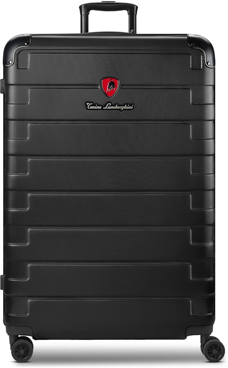 Tonino Lamborghini Milano 4-wiel Trolley XL 83 cm speciale maat met rekbare vouw - Harde bagage - TSA slot - black