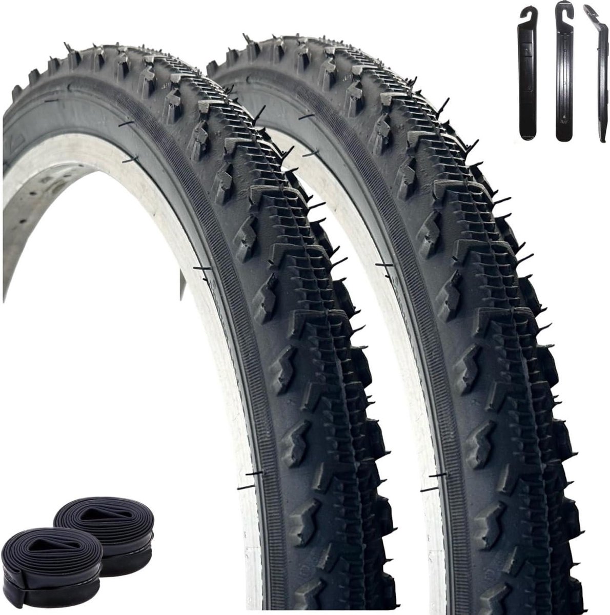 Fietsbanden Set - Banden met Binnenbanden - Veilig Fietsen - Inclusief Bandenlichters - 16 x 1.75 Inch - Zwart
