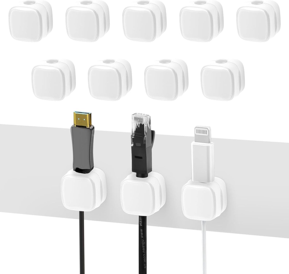 Kabelhouder Clips, 6 Stuks Magnetische Sluiting, Kabelbeheer Organizer voor Thuis en Kantoor, Kabels en Draden Opruimen