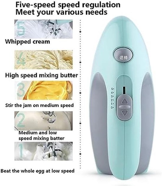 Elektrische Handmixer - Keukenmixer - Bakken en Koken - 2-in-1 Ontwerp - 3 Liter Kom - Wit — afbeelding 2