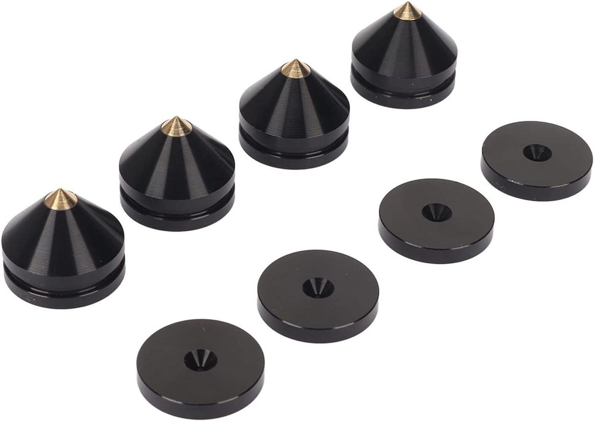 Luidspreker Isolatie Voeten - Schokdempers Trilling - Audio Verbetering - Aluminiumlegering Constructie - 4 Stuks - Zwart
