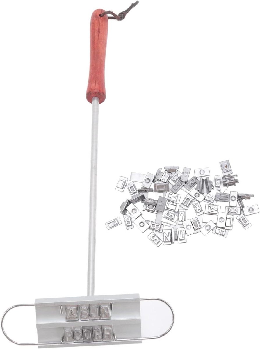 BBQ Brandijzer - Steak Merker - Gegrilde Gerechten - Verwisselbare Letters - 43 cm - Zilver