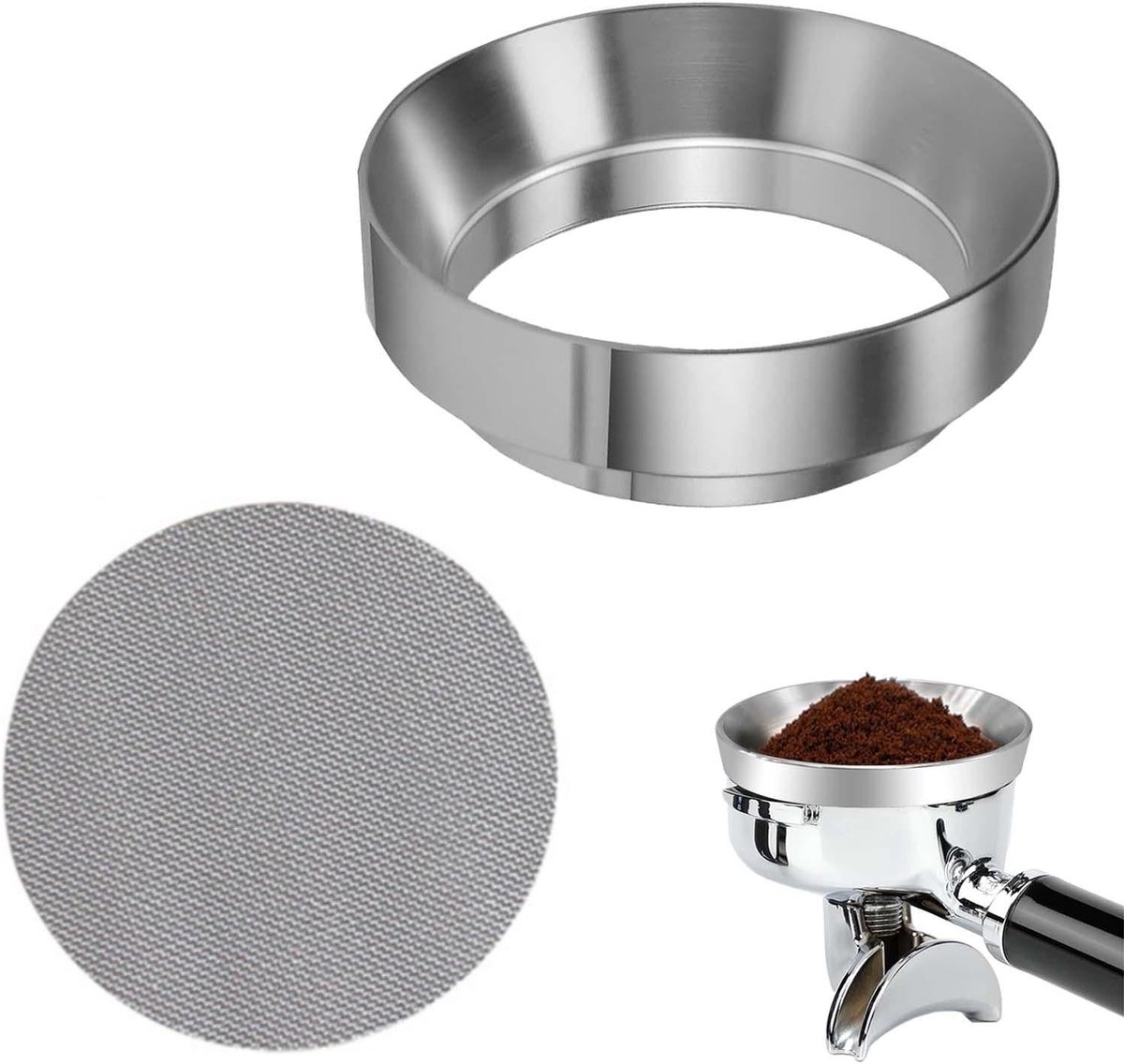 Kleine Aluminium Trechterring voor Koffiezetapparaat, Perfect voor 51mm Porta Filters en Koffiepoeder Dispenser