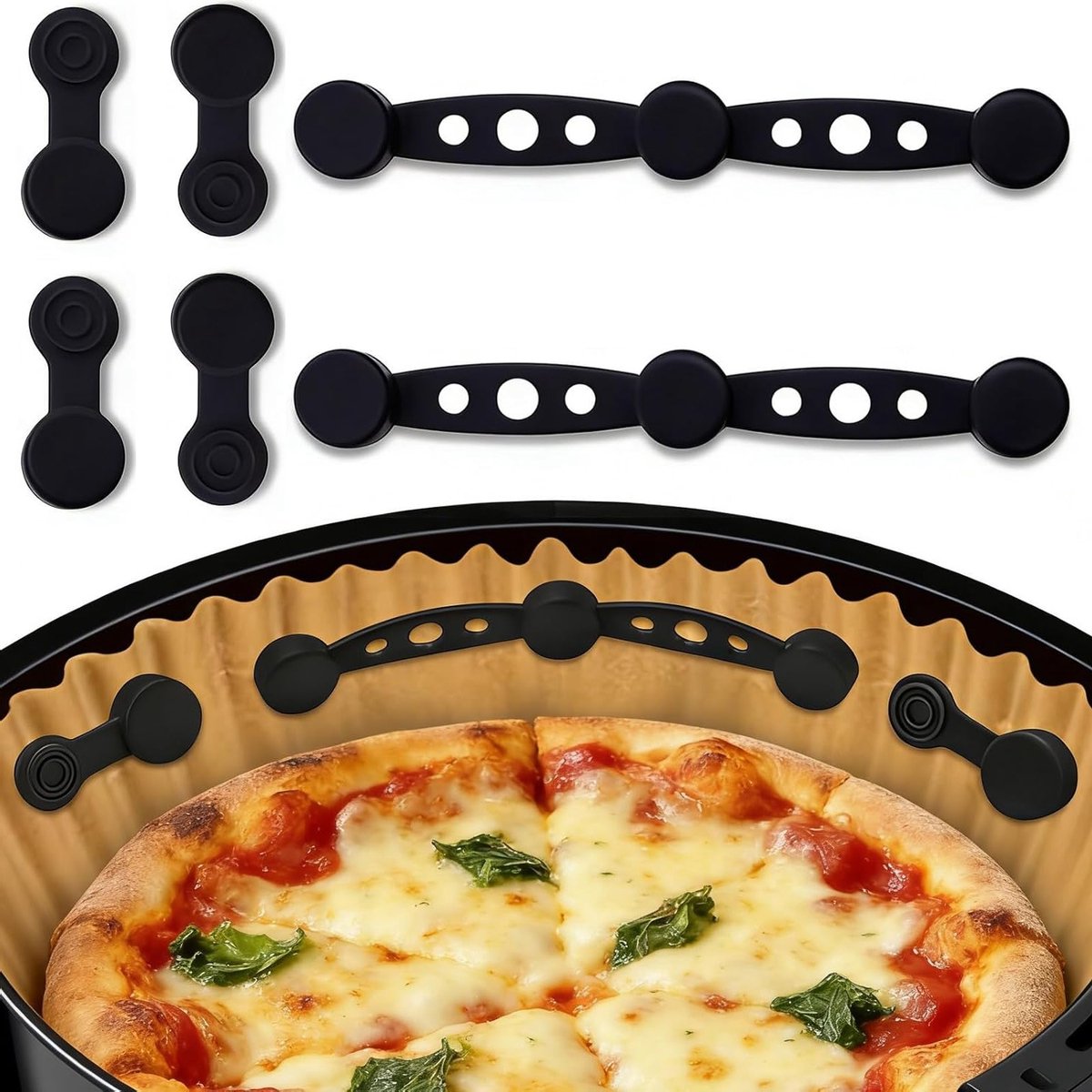 Set van 6 magneten voor het bevestigen van bakpapier in de airfryer, silicone fixatie, ideaal voor bakken en koken