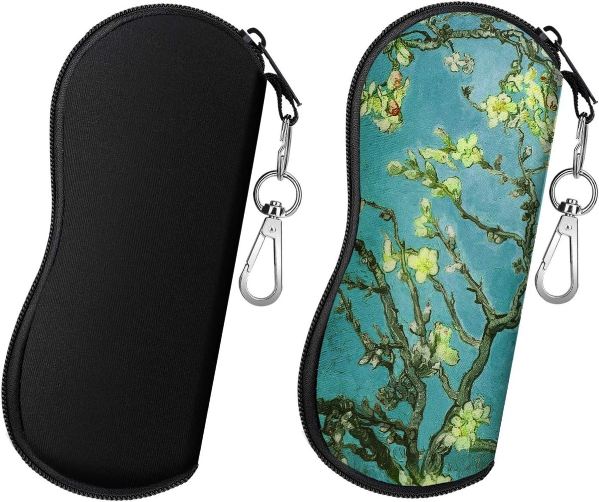 Zachte Neopreen Brilhoes (2 Pack) met Rits, Beschermende Zonnebril Pouch met Clip voor Dames en Heren, Ideaal voor Reizen en Opbergen