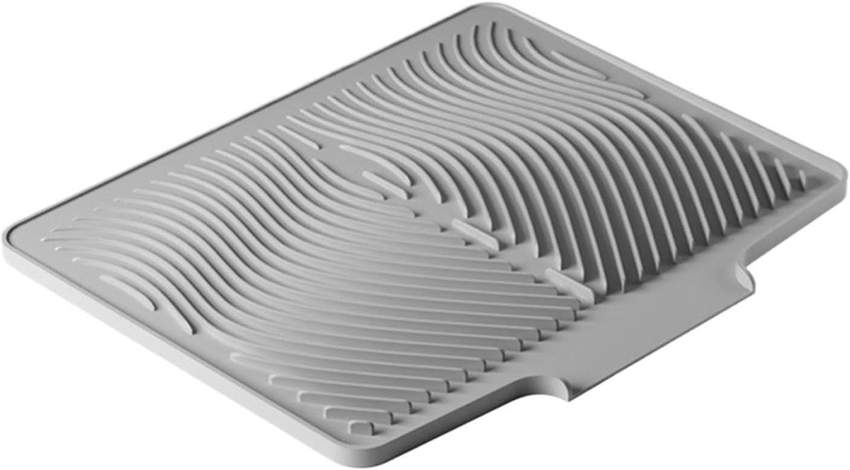 Keukendroogmat - Afdruipplaat - Servies Drogen - Antislip met Afvoer - 40 x 33 cm - Grijs