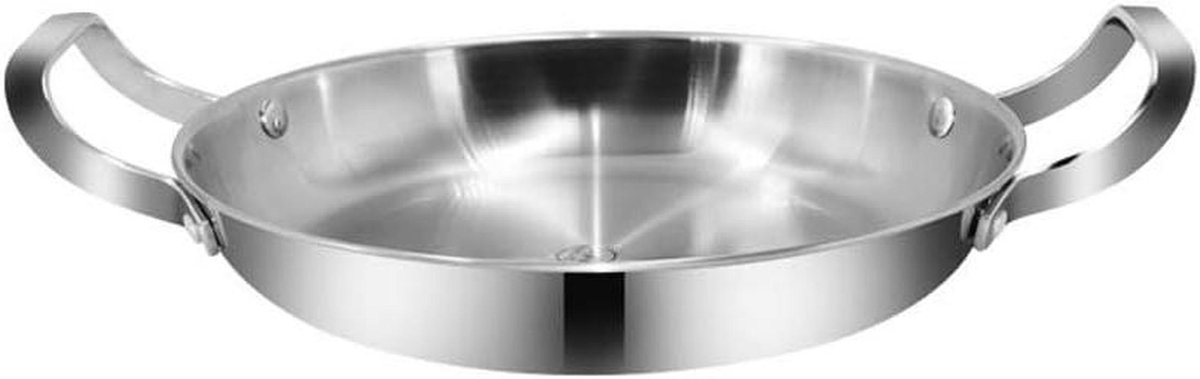Steelpan Koekenpan - Antiaanbakpan Rookloze pan - Koken en Braden - Drielaagse Staalstructuur - 36CM - Zilver