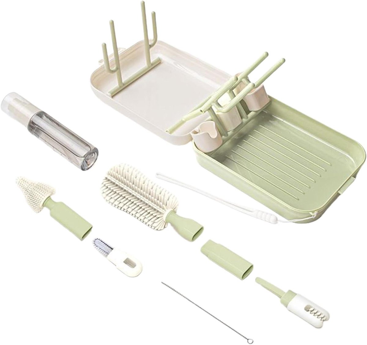 Flessenborstelset Rietjesborstel - Reinigingsset Zuignappen - Hygiënisch Reinigen - Magneetkoppen - 18x13x5 cm - Niet gespecificeerd