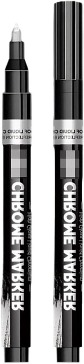 Metaal Restauratie Pen - Chroom Verf Marker - Kras Herstel - Soepele Inkt Flow - 2 Stuks - Verchroomd Zilver