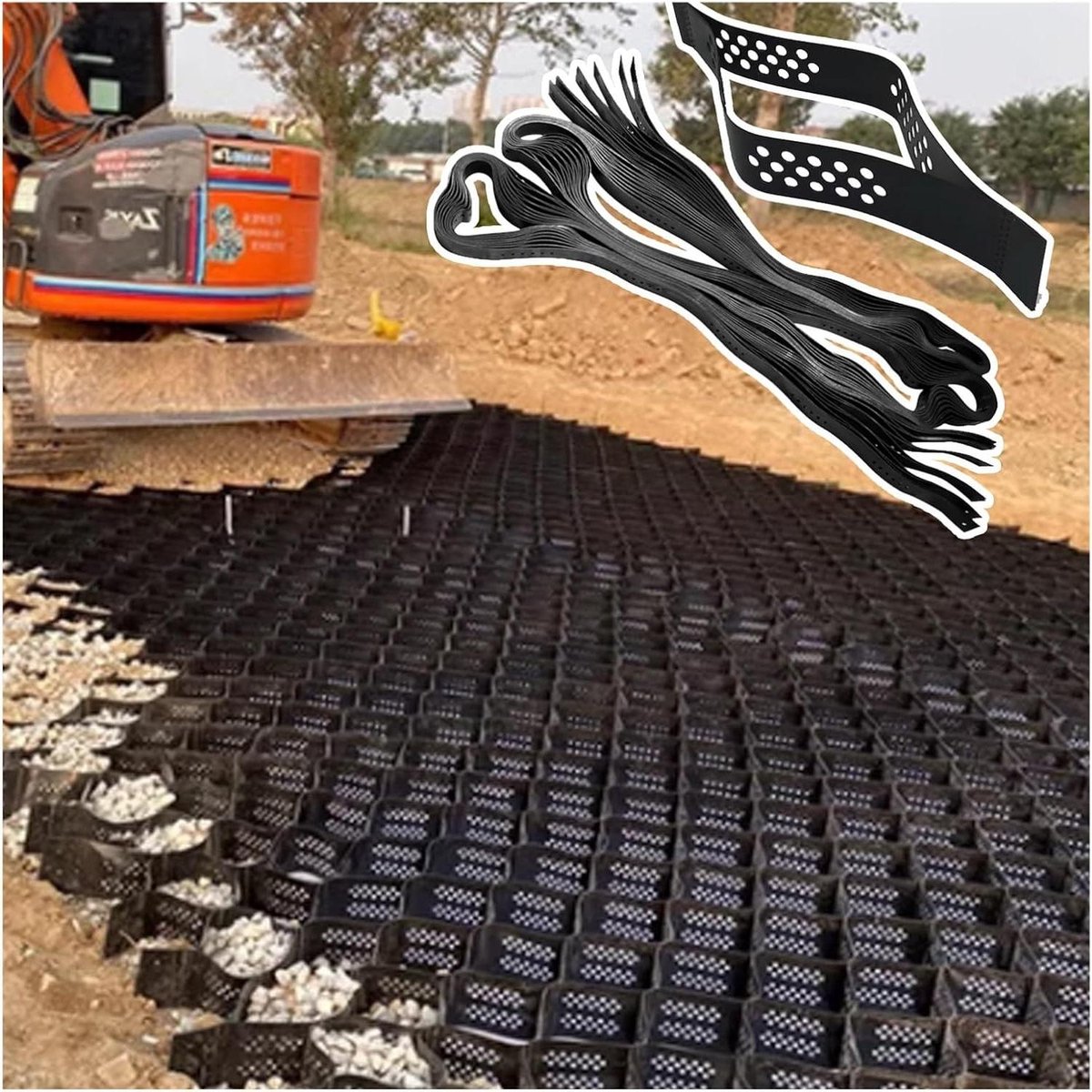 Grind Stabilisator Rooster - Bodem Raster - Oprit Stabiliseren - Zware Belasting - 2 x 7 m - Zwart