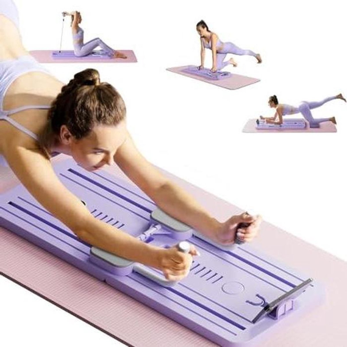Pilates Board Set - Thuis Workout - Lichaam Vormen - Met Weerstandsbanden - 106 cm Lang - Paars
