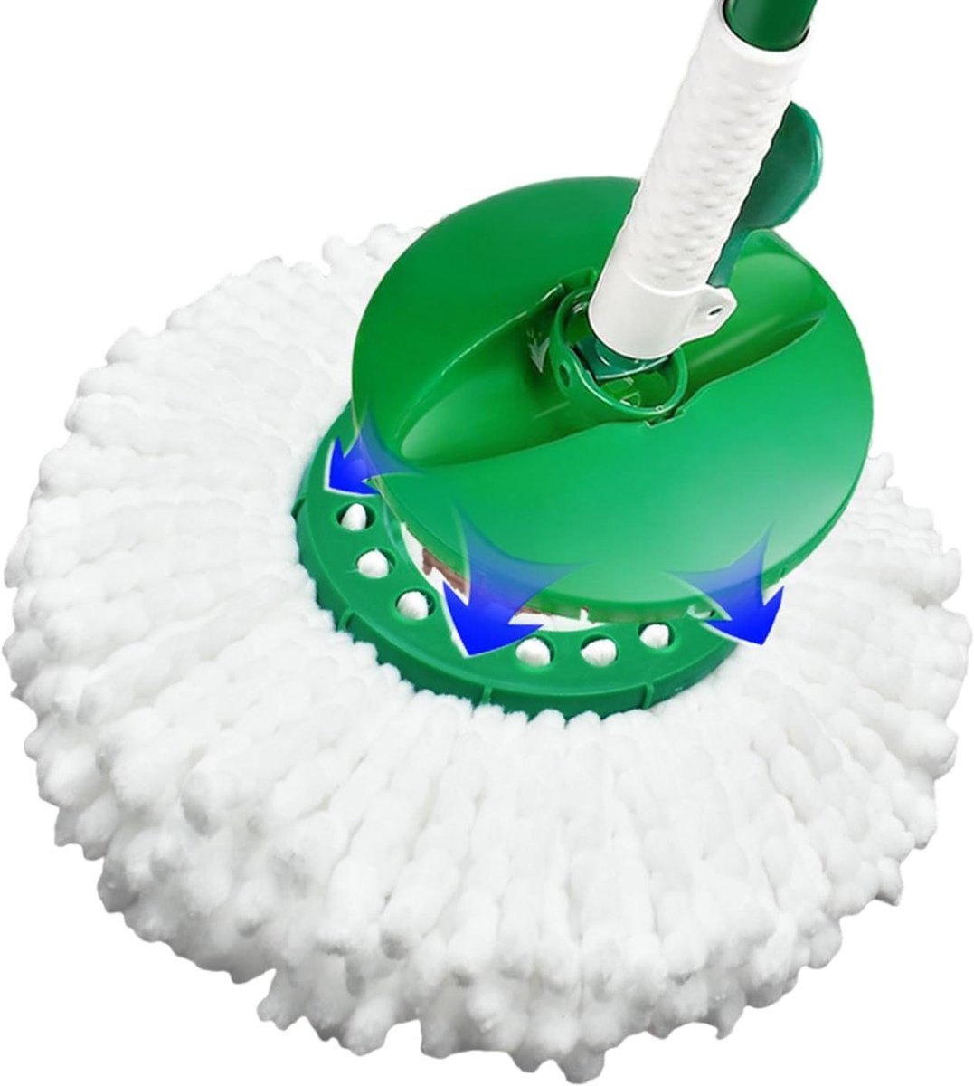Dweilkoppen Vervanging - Microvezel Mops - Vloeren Schoonmaken - 360 Graden Rotatie - 37cm - Wit