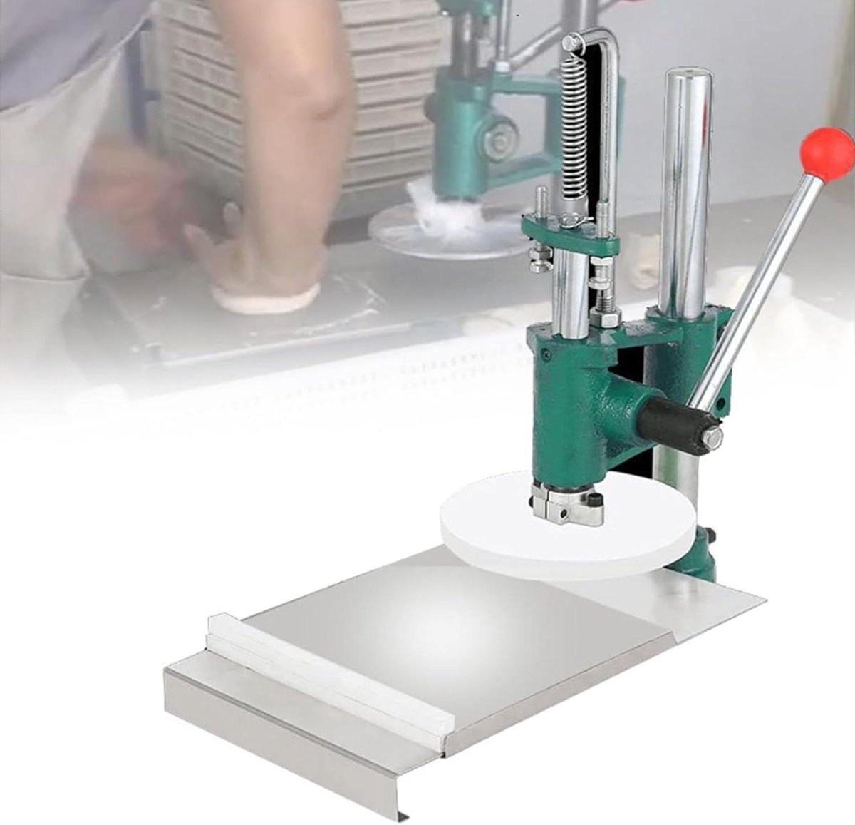 Handmatige Deegpers - Pizzadeegmachine Chapati - Deeg Vormen - Roestvrijstalen Plaat - 480 mm - Zilver